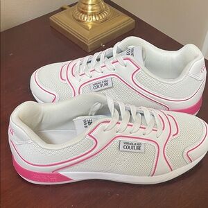 Versace Jeans Collection White & Pink Women's Sneakers